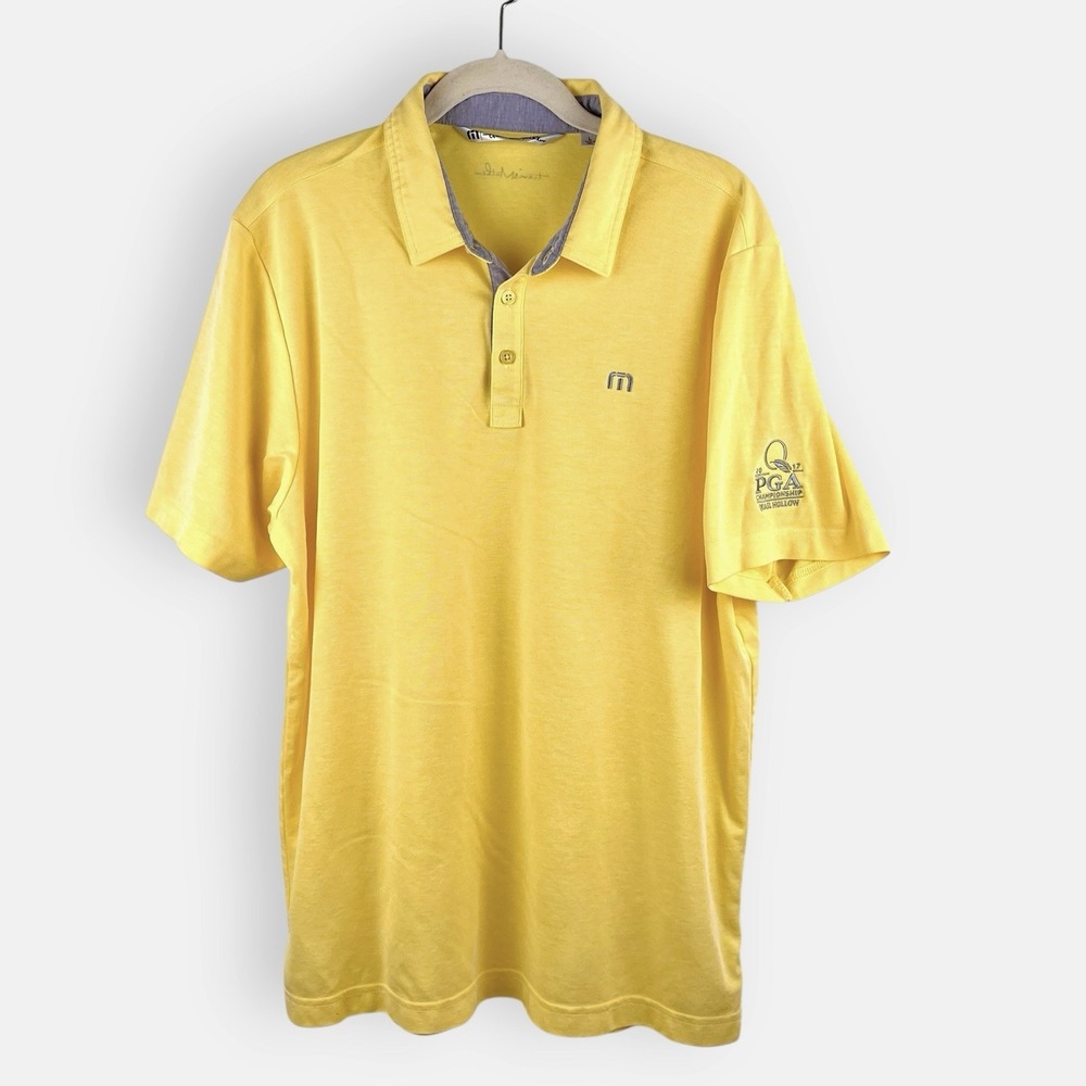 Travis Mathew Yellow Golf Polo PGA 2017 Championship Quail Hollow Tour Large